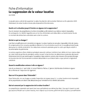 Fiche d’information : Suppression de la valeur locative (imprimé)